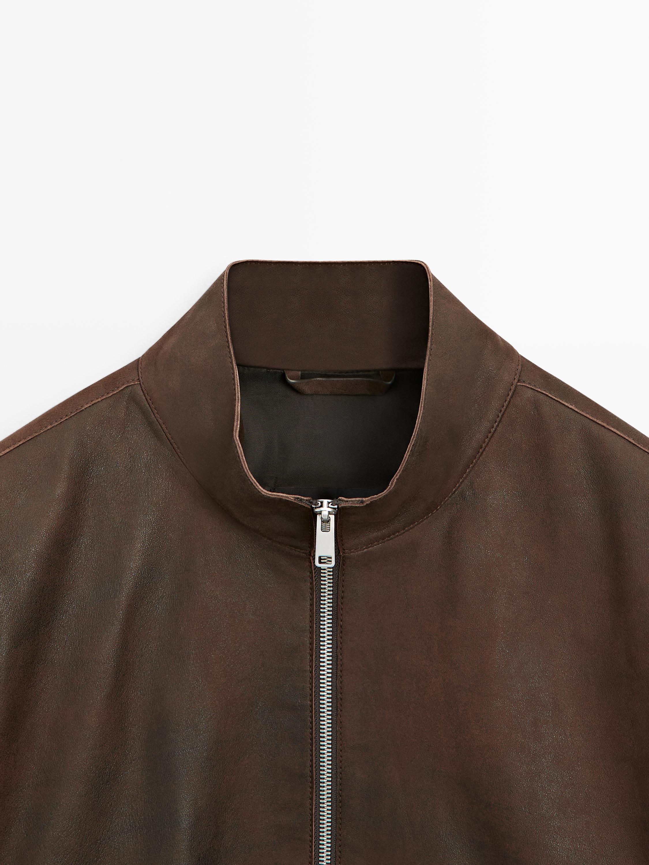 Napped suede leather jacket